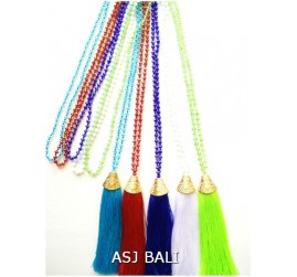 golden caps tassels necklaces 5color crystal beads bali